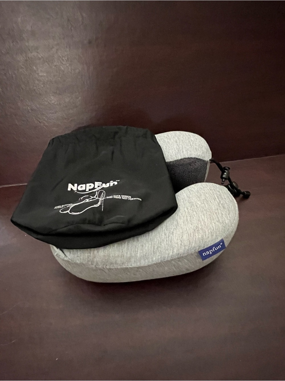 Travel Neck Pillow in Light Gray & Black - NapFun